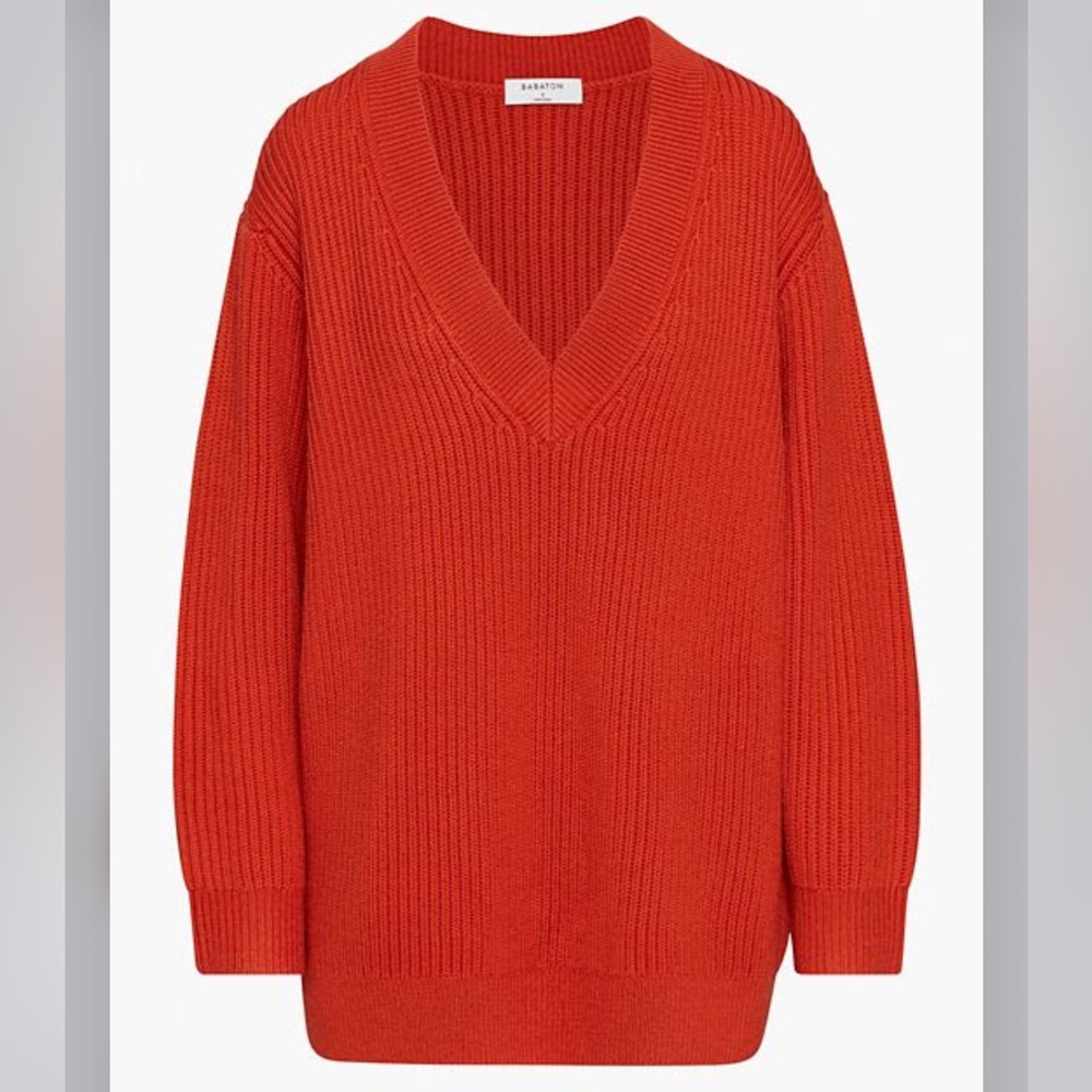 100% merino wool red/orange Roger sweater by Babaton/Aritzia